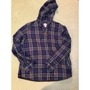 Vintage LL  Bean Relaxed Fit Full zip Flannel hoodie size XL